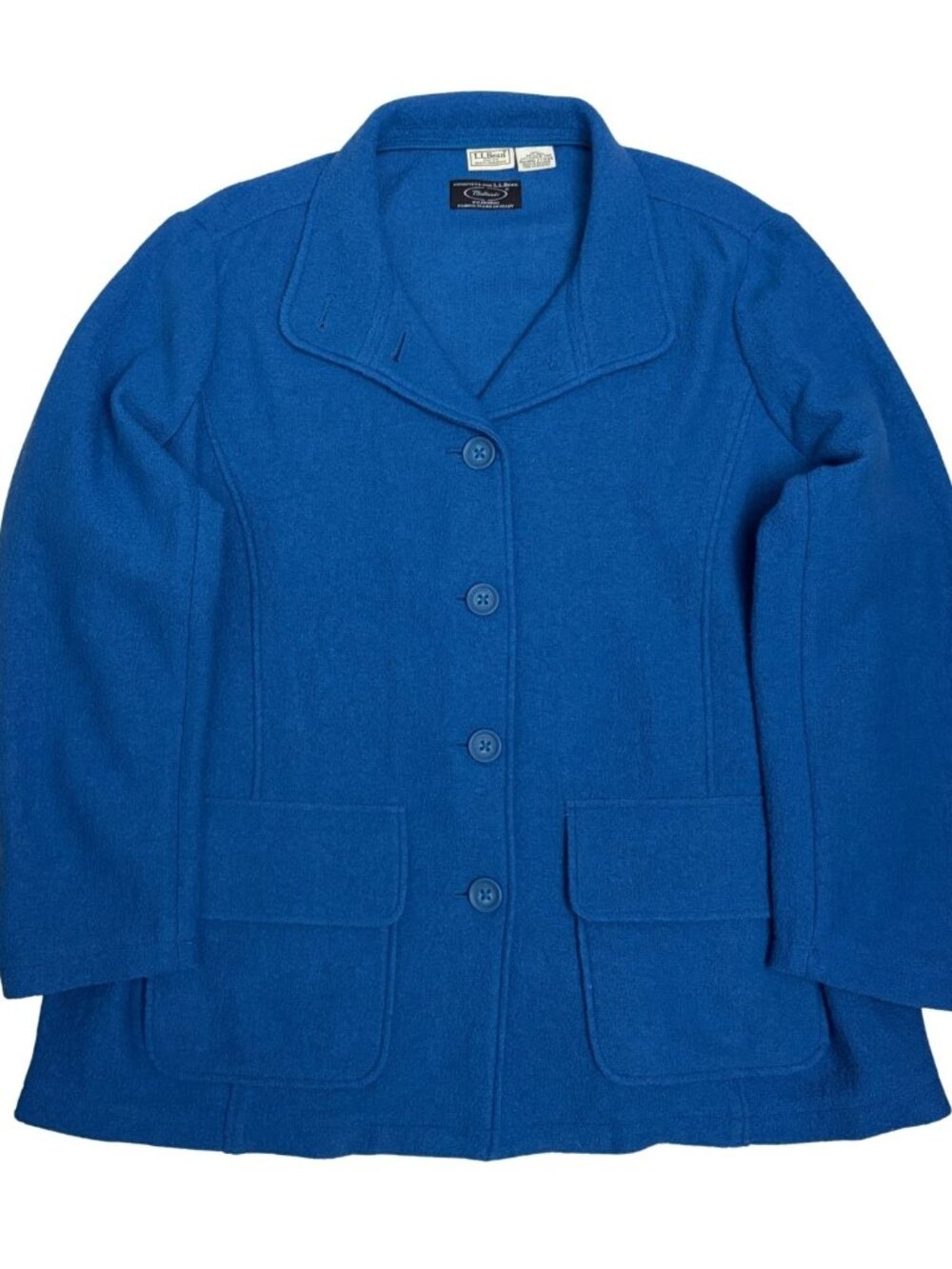 LL BEAN Vintage WOOL Jacket Blue BELLANDI Italy Fabric Coat Womens 2X